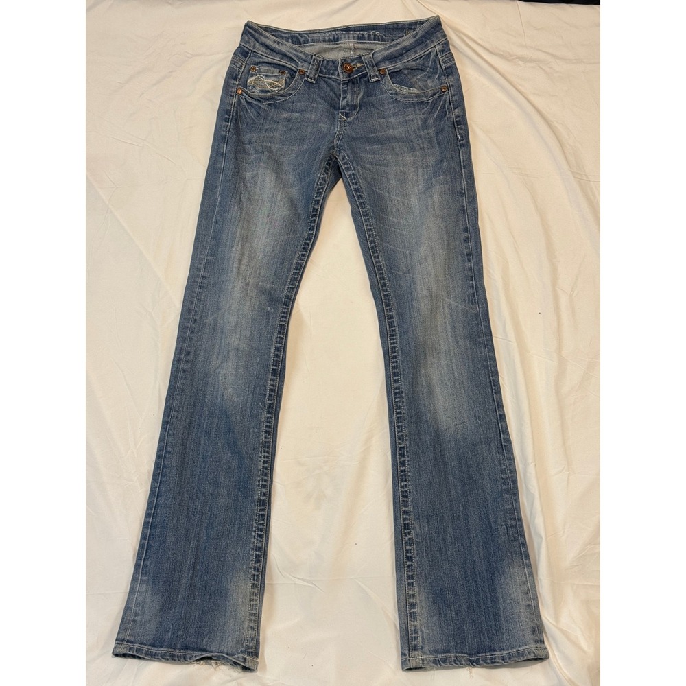 Cowgirl Tuff Co Indigo Bootcut Jeans Medium Wash Western Embroidered 26x35